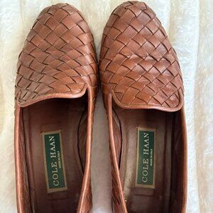 Cole Haan Brown Leather Woven Loafers Slip On Women’s Sz 5 1/2 B